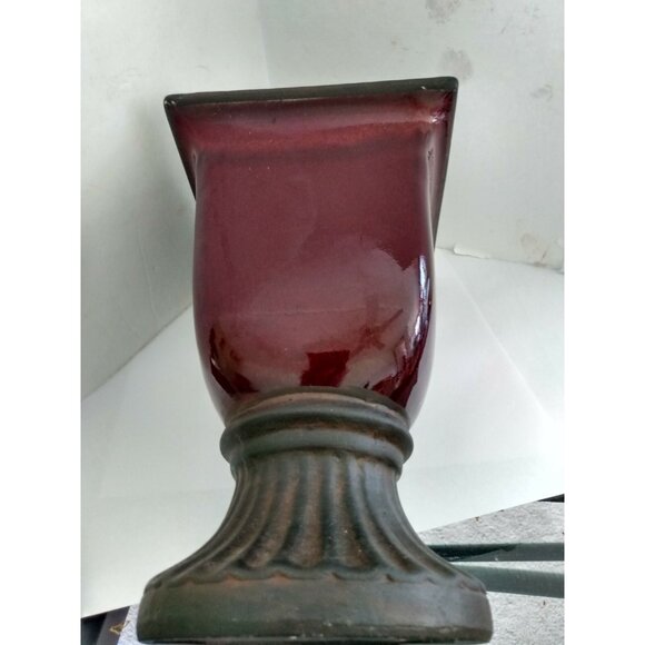 Vintage Pottery Pedastal Vase High Luster & Salt Glaze 8 1/2" Tall Germany - Picture 6 of 10